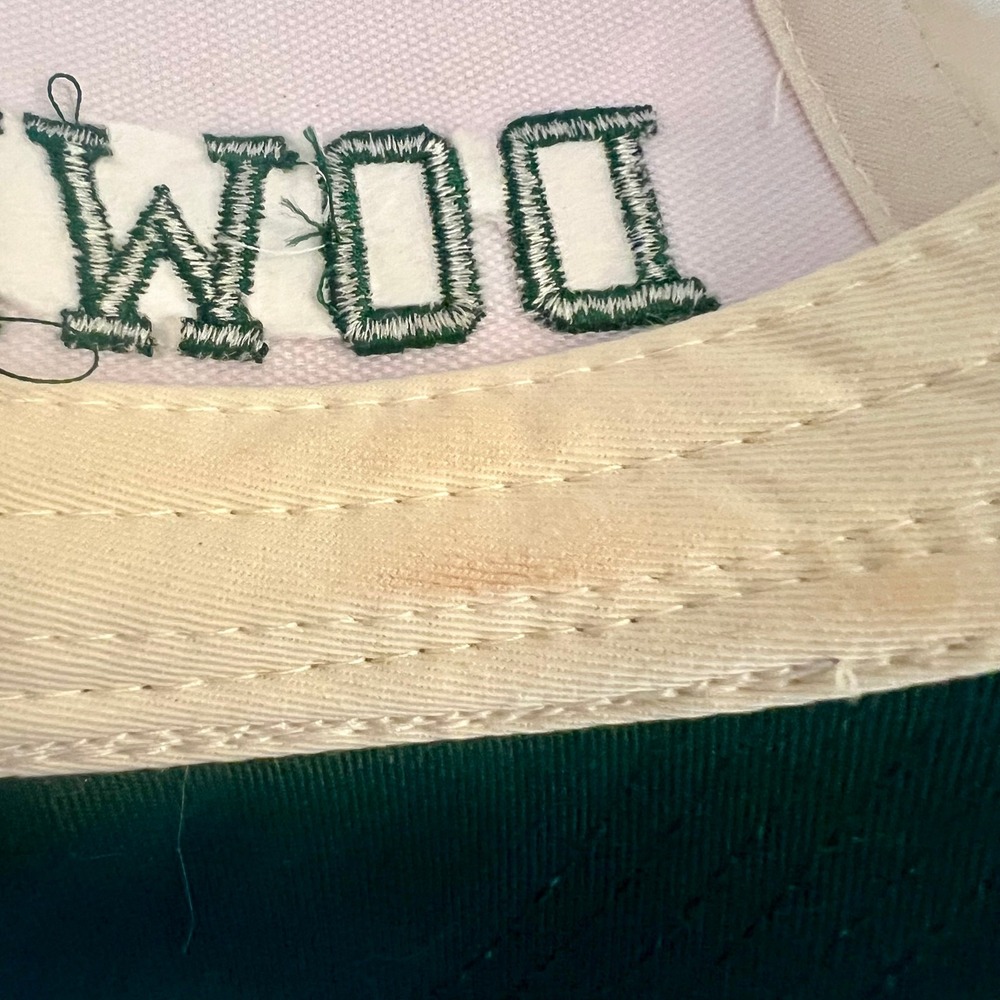 Snapback Hat Unisex OS Cream & Green "Downbad" Embroidered Trucker Cap - Picture 7 of 8